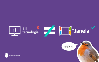 Imagem ilustrativa com um Sabiá explicando o conceito de não colocar nomes de marcas descritivos usando exemplo Microsoft